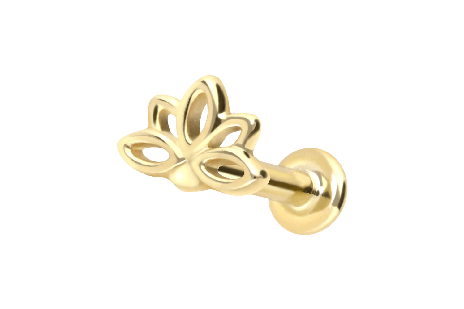 14 Karat Gold Labret Piercing mit Push Fit LOTUSBLÜTE